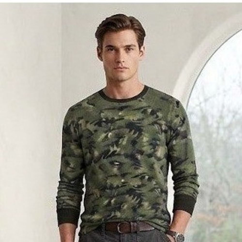 Polo Ralph Lauren Thermal Shirt Mens XL Green Camo Excellent Waffle Knit Hunting